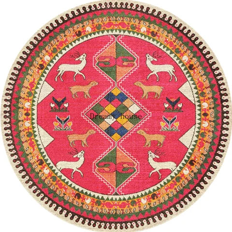 Adara Vintage Round Persian-Style Rug for Living Room or Bedroom