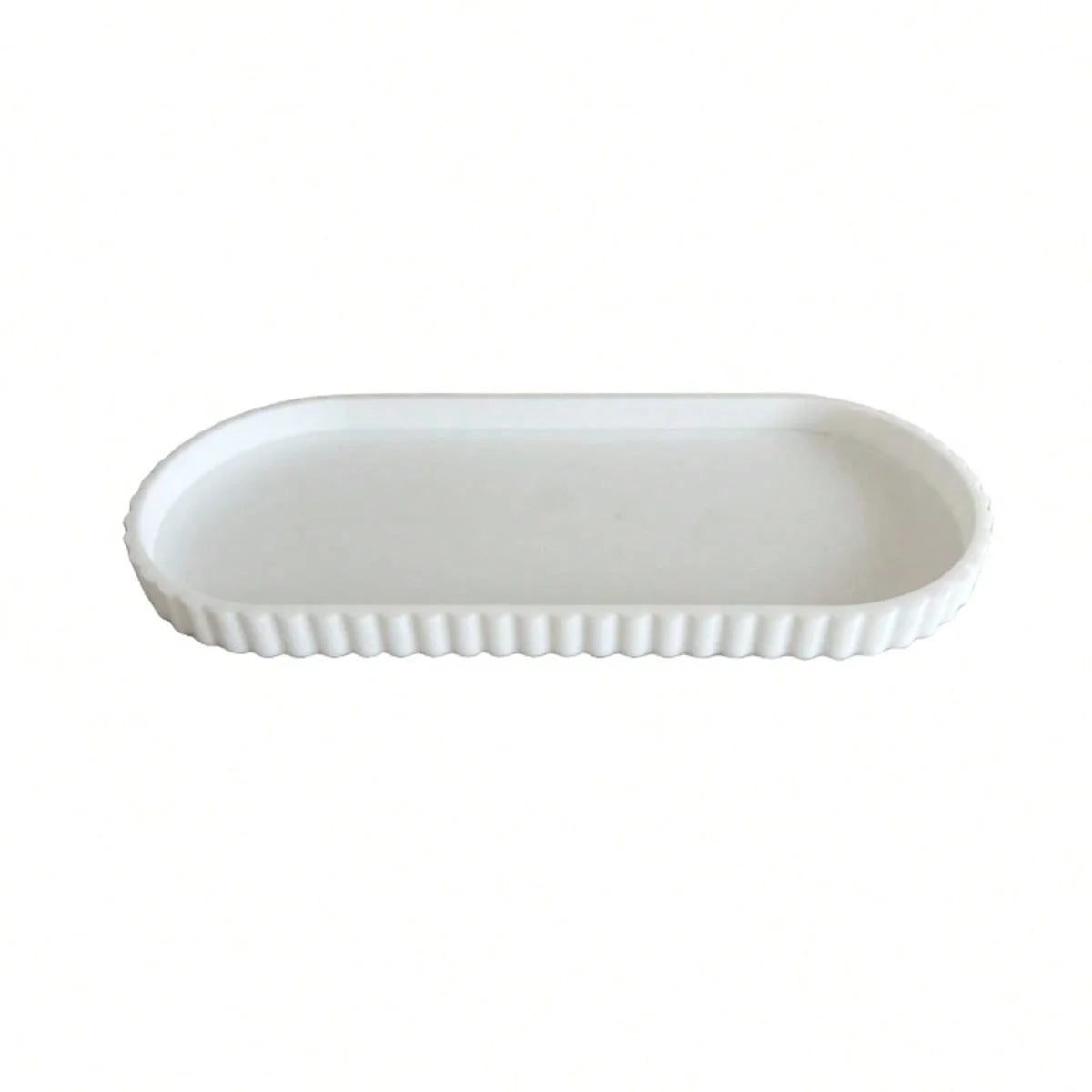 Scalloped Edge Silicone Vanity Tray for Bathroom & Countertop Organization