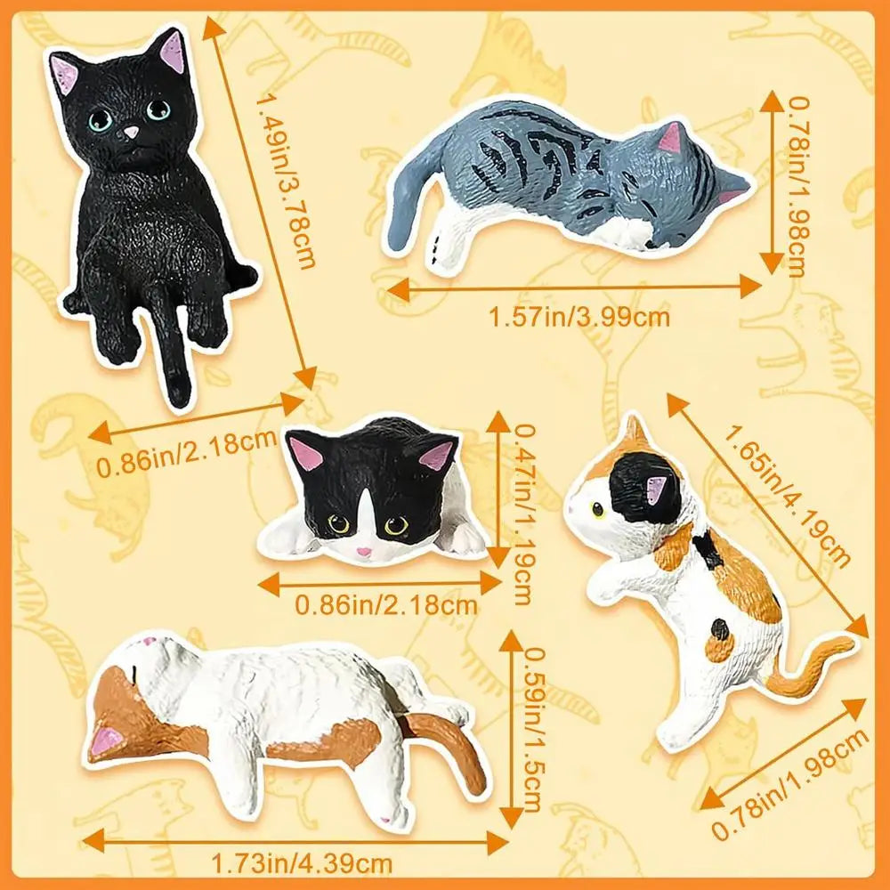Mini Cat Figurine Set – 5 Resin Cats for Desk, Shelf, or Monitor Decor
