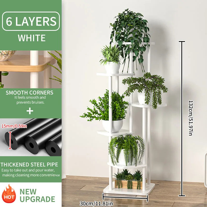 Multi-Tier Wooden Plant Stand for Indoor Plants, 4/5/6 Shelf Levels