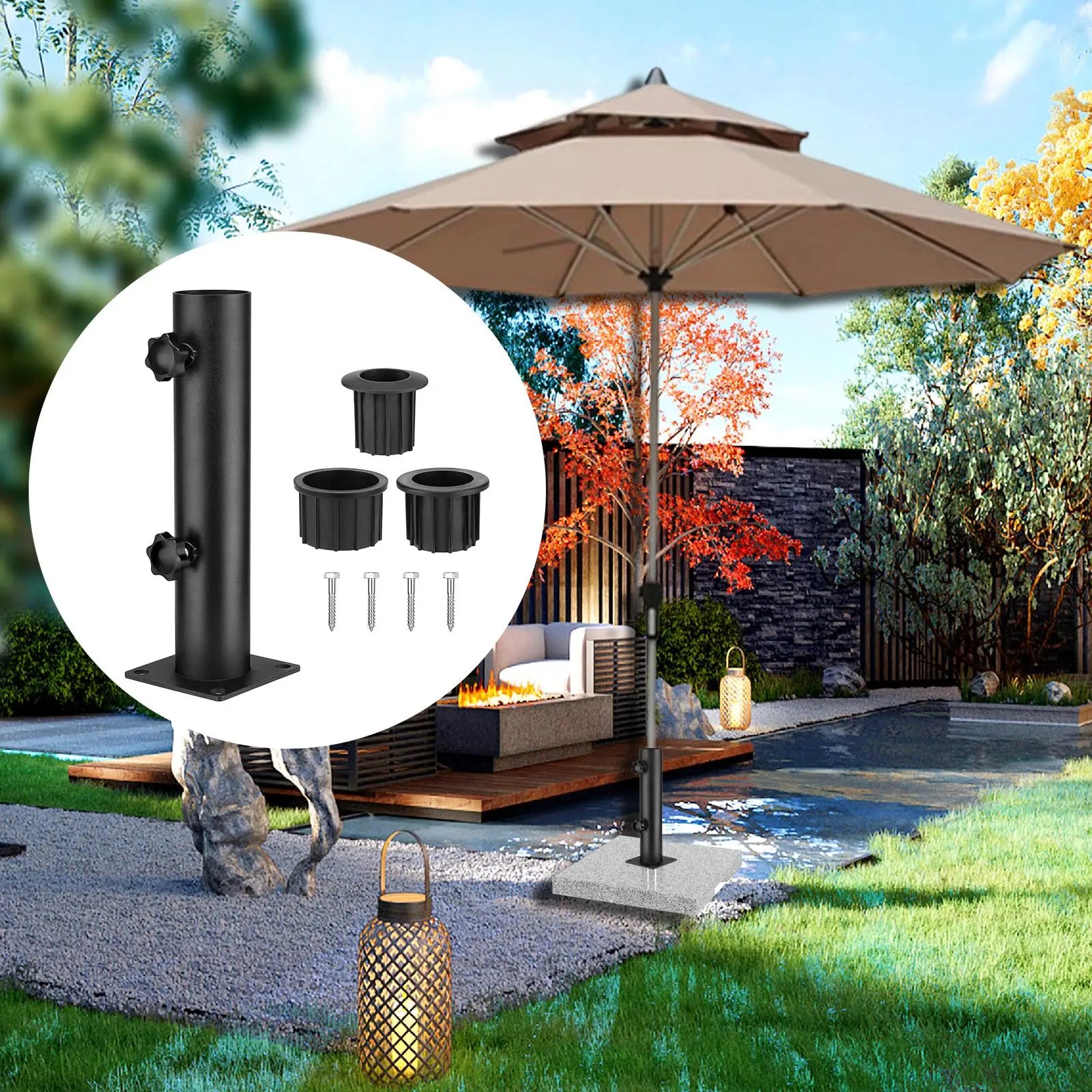 Stainless Steel Outdoor Umbrella Stand Base for Patio, Balcony, or Garden
