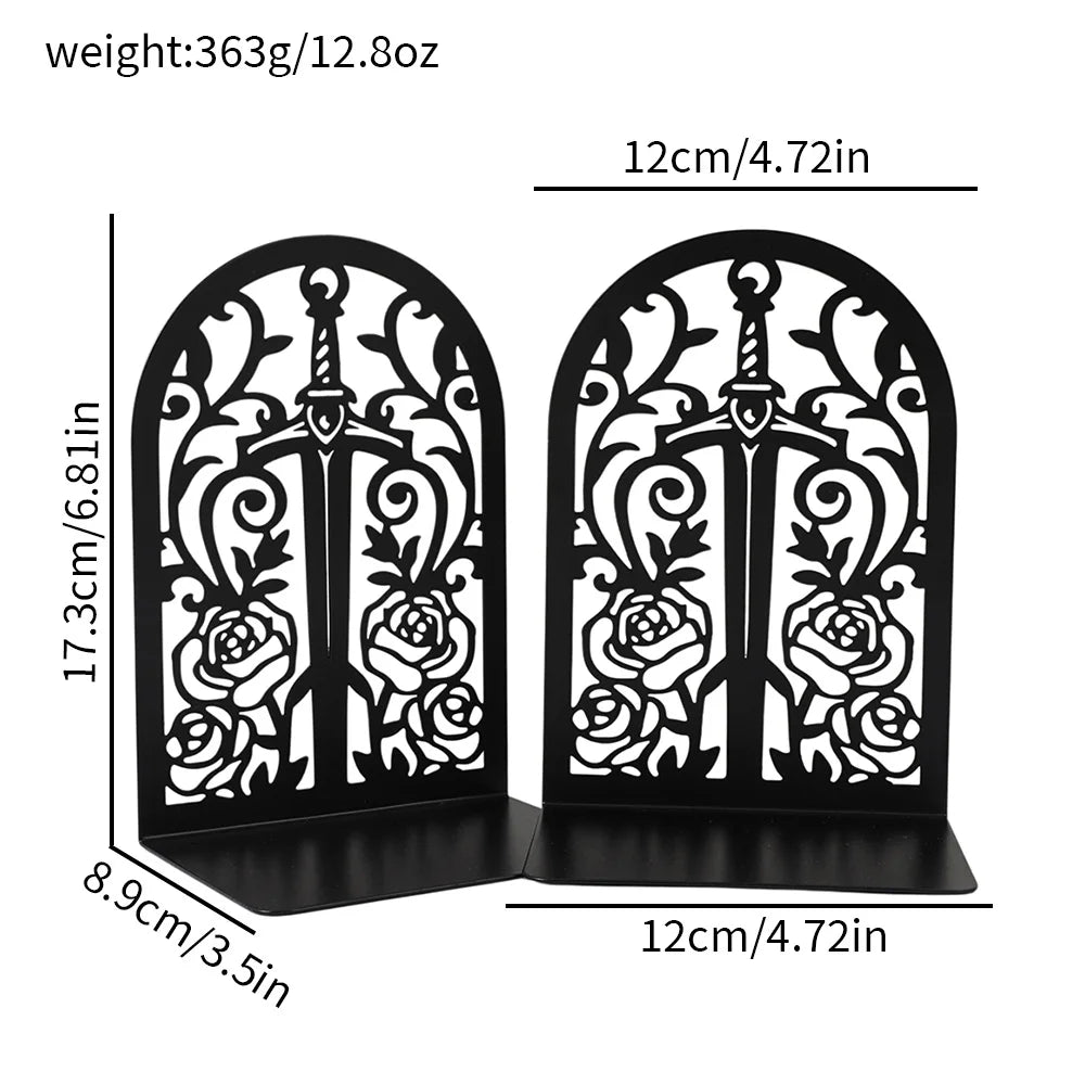Orla Decorative Matte Black Metal Bookends for Living Room or Home Office Shelves