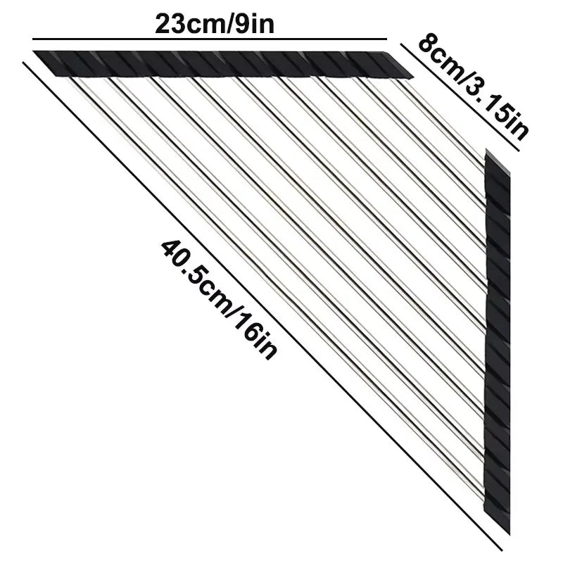 Triangular Roll-Up Sink Drying Rack for Kitchen Corners