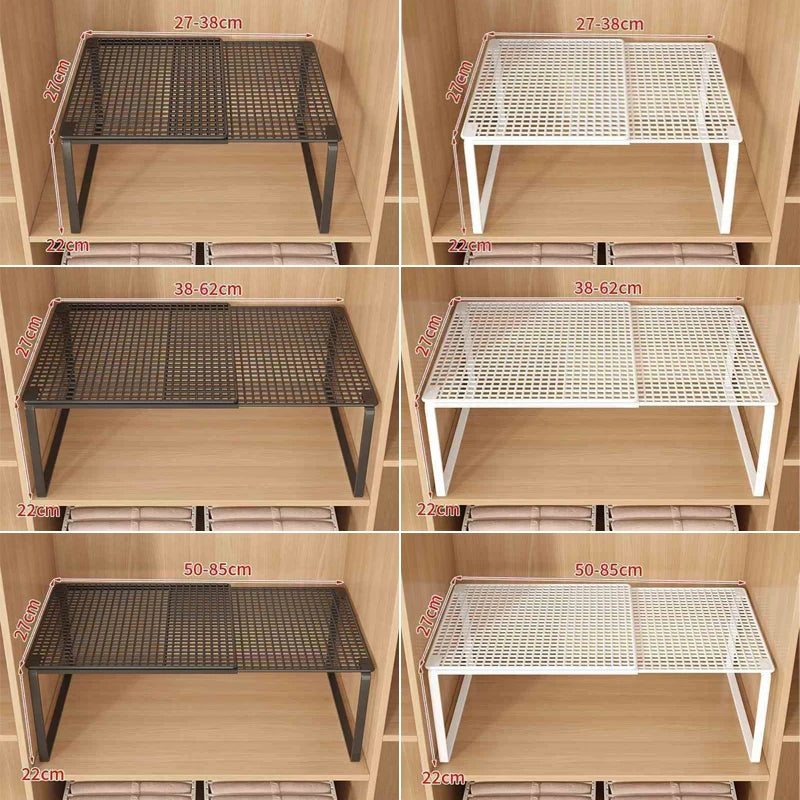 Adjustable Stackable Closet Shelf Organizer – Carbon Steel