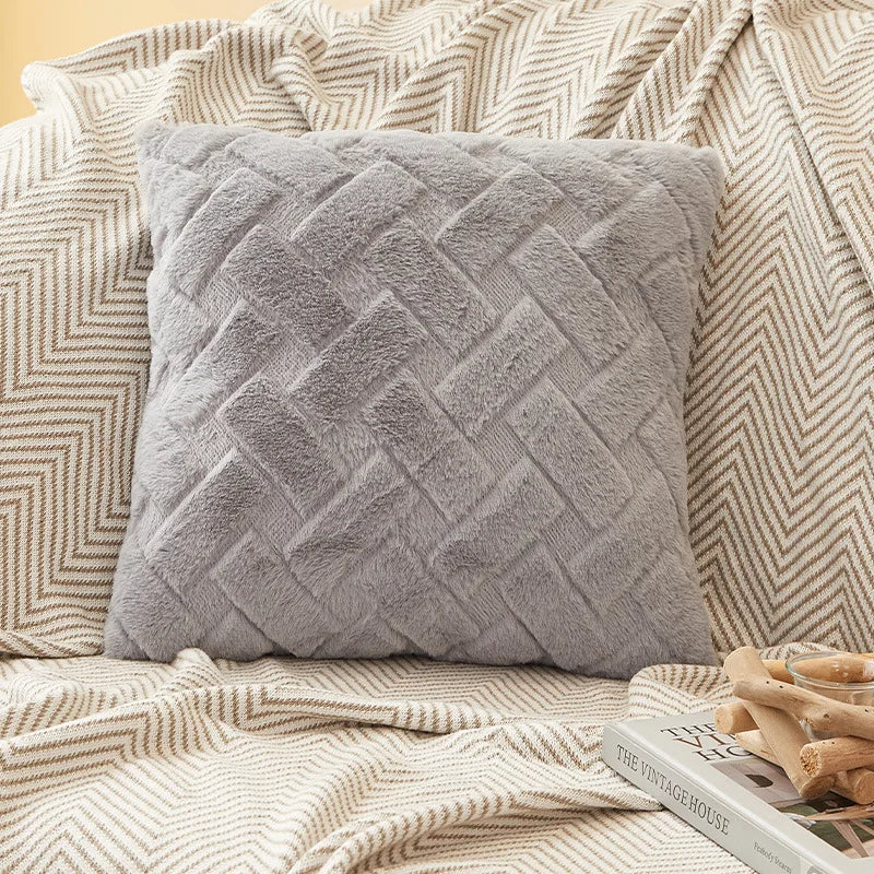 Plush Woven Throw Pillow Cover for Sofa or Bed, 45x45cm or 30x50cm
