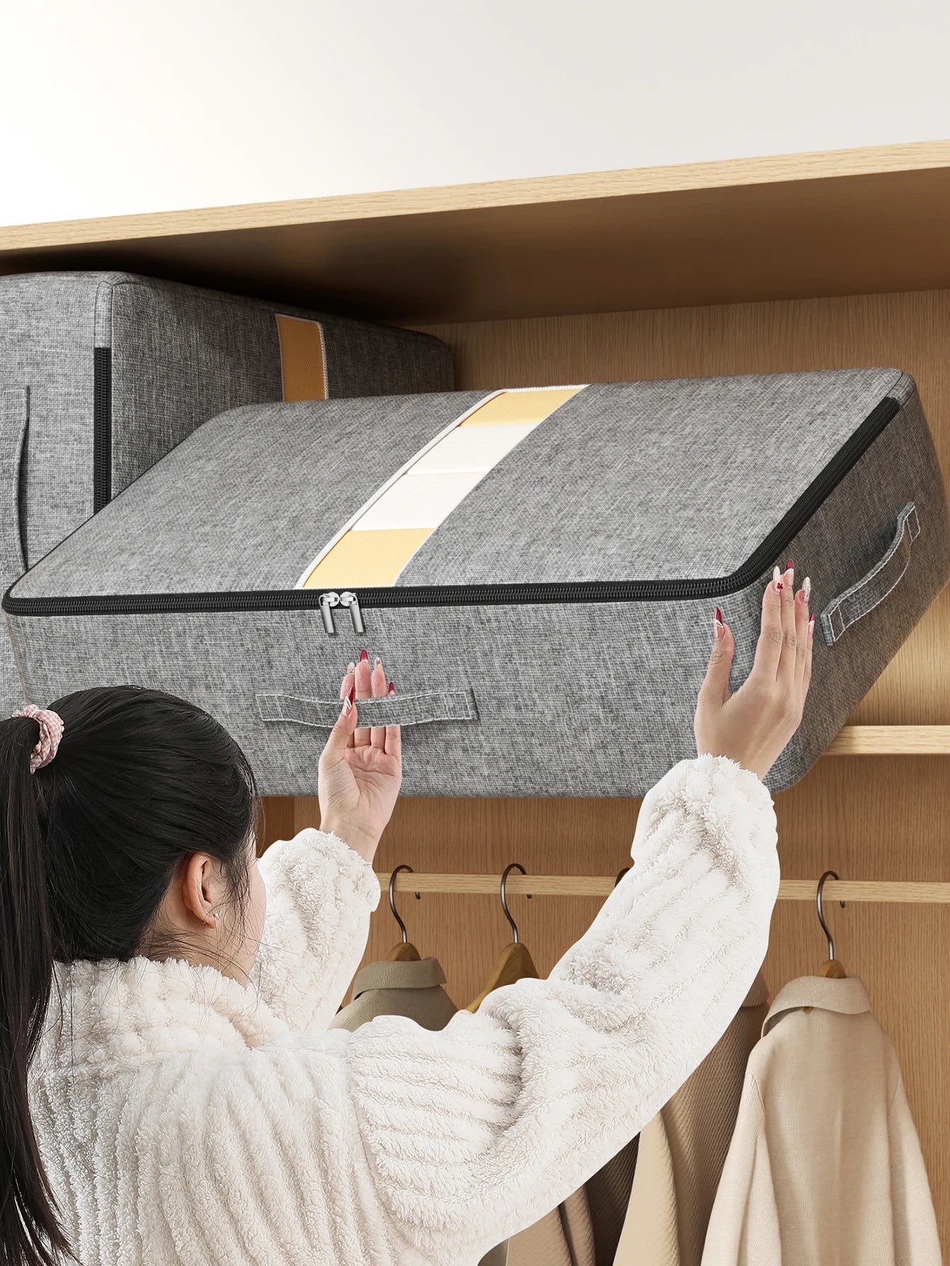 Underbed Storage Bag – Foldable Large-Capacity Organizer in Grey