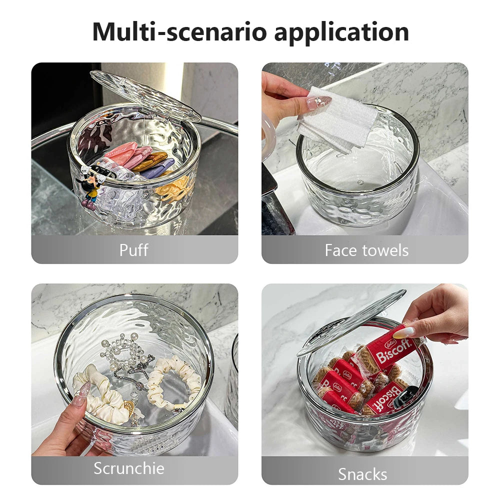 Textured Clear Acrylic Storage Box with Pop-Up Lid