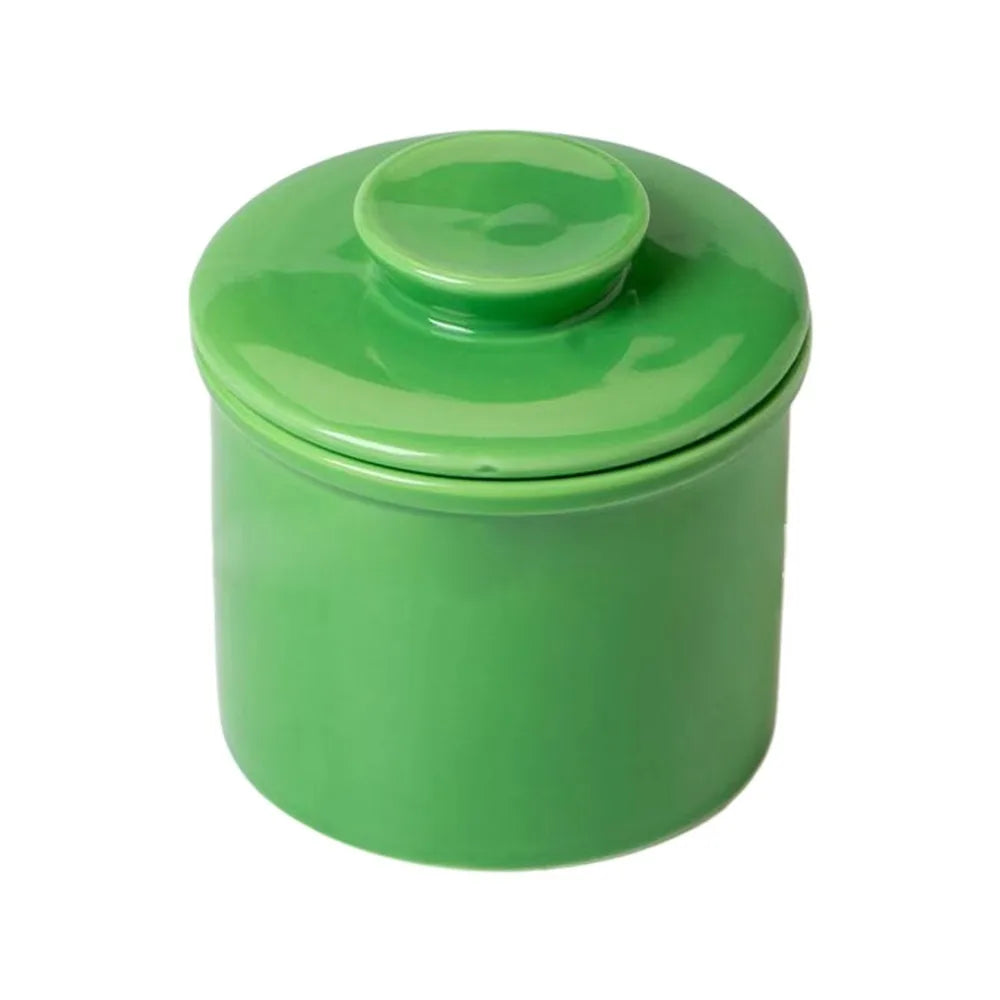 Solid Color Ceramic French Butter Crock with Lid