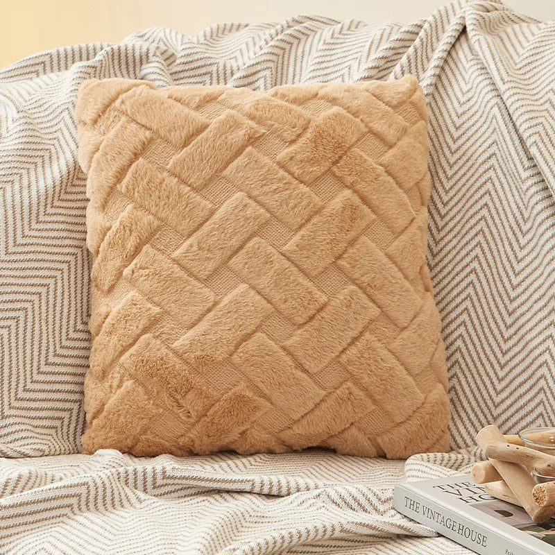Plush Woven Throw Pillow Cover for Sofa or Bed, 45x45cm or 30x50cm