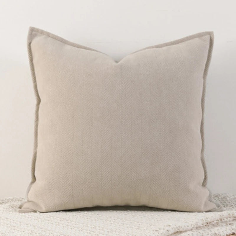 Herringbone Woven Pillow Cover – Soft Textured Accent for Sofa or Bed