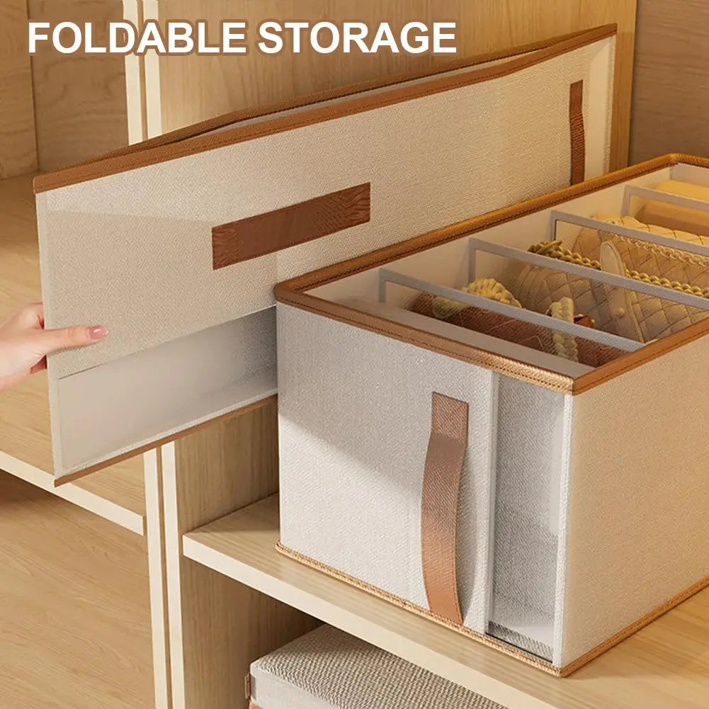 5-Compartment Foldable Closet Purse Organizer with Mesh Window