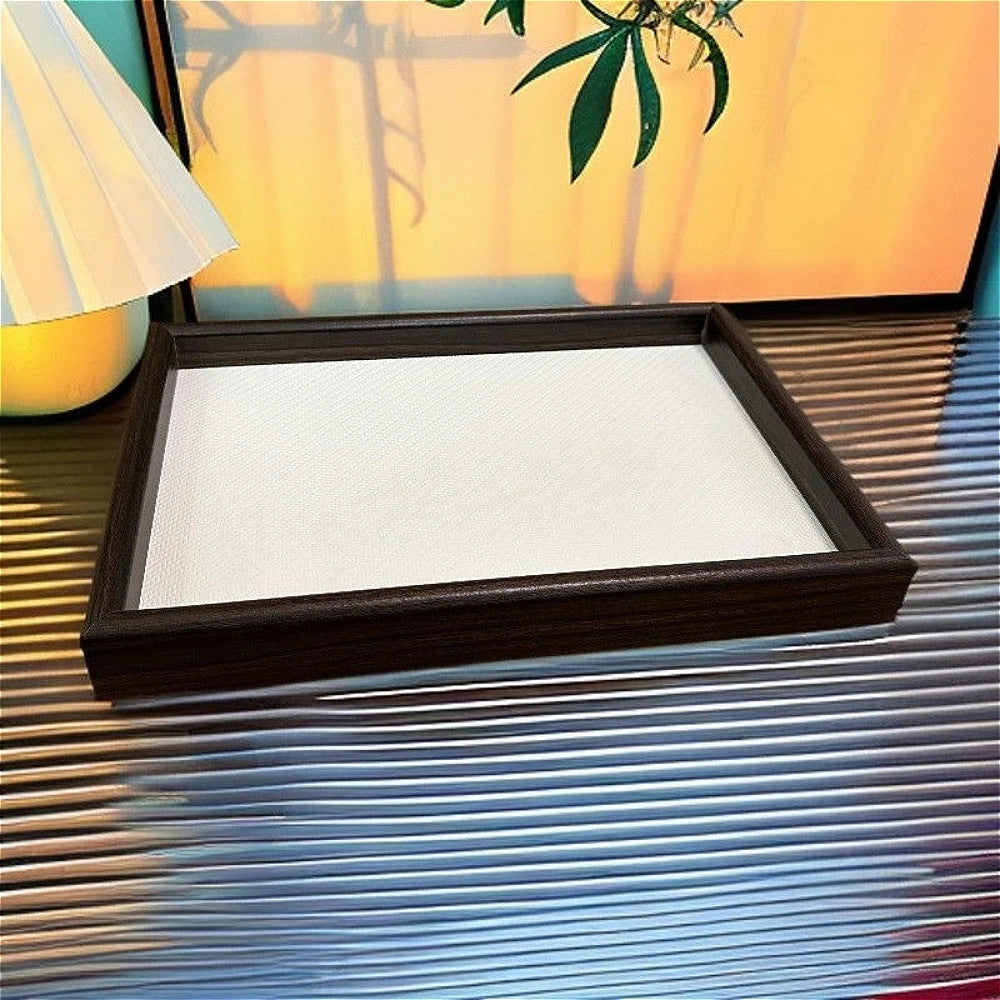 Mid-Century Rectangular Faux Leather Storage Tray for Entryway, Vanity, or Desk Organization