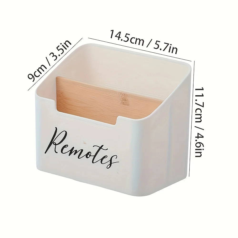 White Remote Control Holder Caddy with 2 Compartments