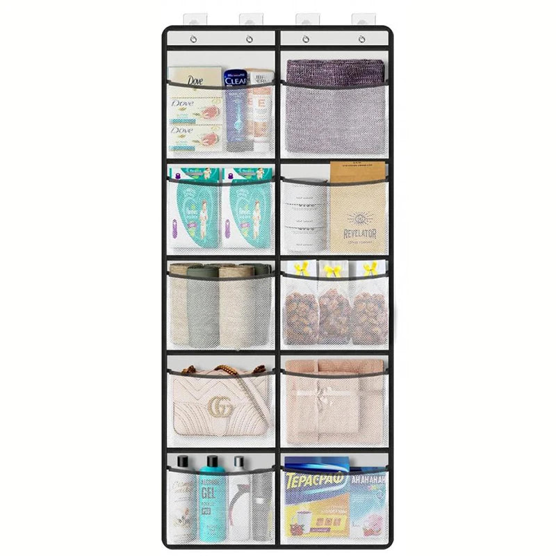 Over-the-Door Hanging Organizer with Mesh Pockets – Grey