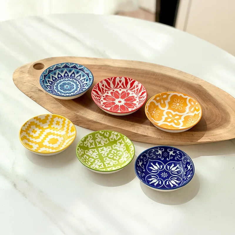 Mira Boho Mandala Ceramic Trinket Dishes – Set of Mini Jewelry Catchall Plates
