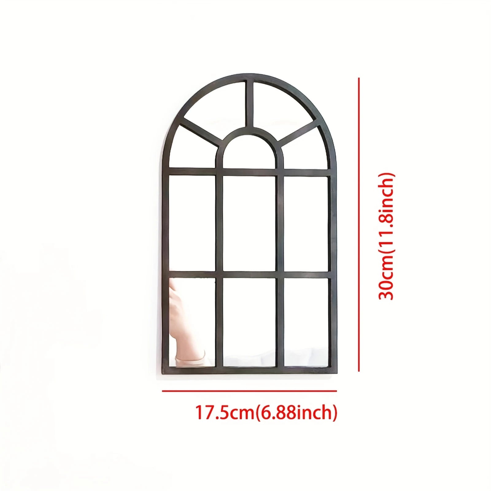 Arched Windowpane Wall Mirror for Entryways or Bedrooms