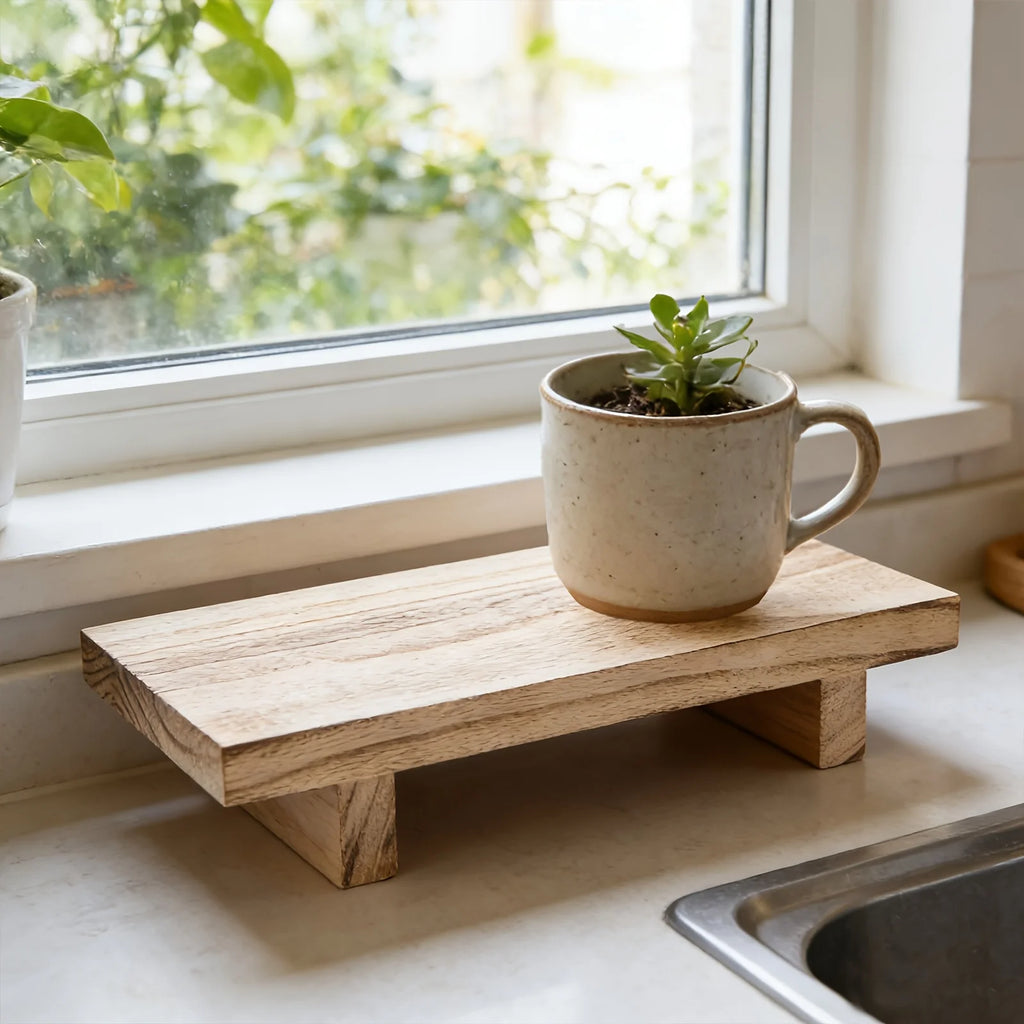 Loft Wooden Display Tray for Bathroom, Vanity, or Kitchen Counter
