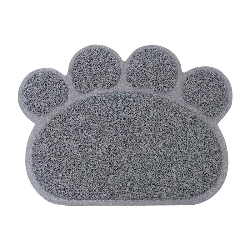 Paw Print Cat Litter Mat – Colorful Non-Slip PVC Floor Protector for Litter Box & Pet Feeding Area