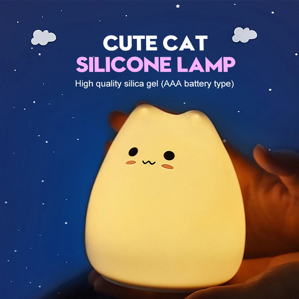 Milo Cat Silicone Night Light with Touch Control – Nursery Table Lamp