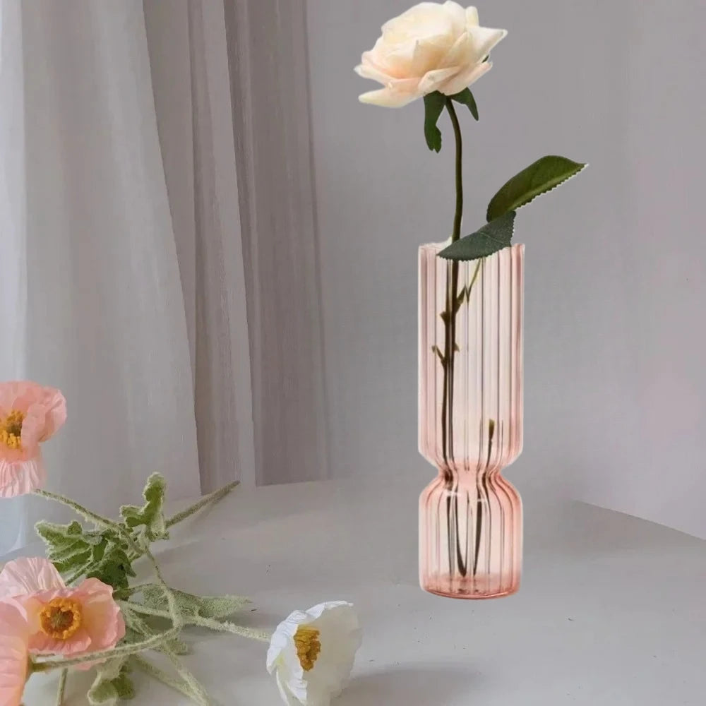 Lynna Striped Colorful Glass Vase for Modern Tabletop & Shelf Decor