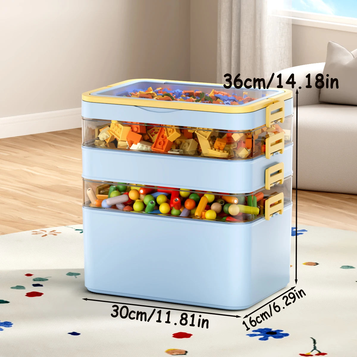 Stackable Multi-Layer Storage Box with Handle for Toys & Home Organization