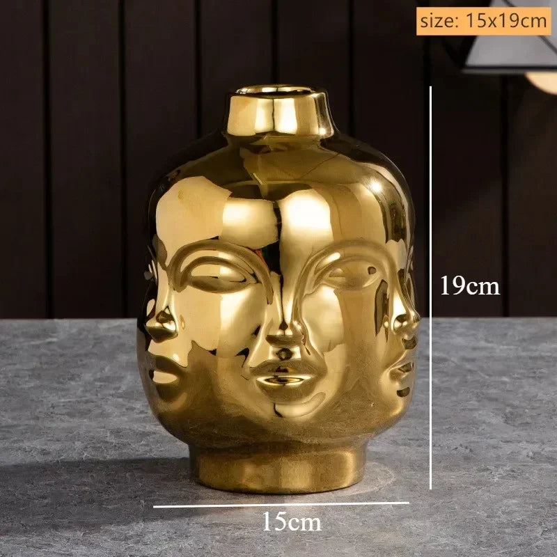 Eden Sculpted Face Ceramic Vase