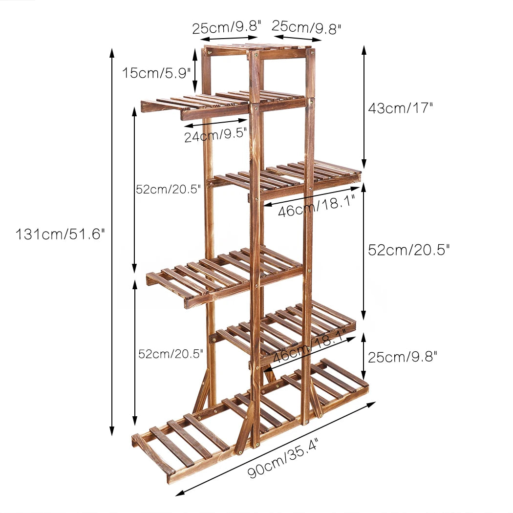 6-Tier Wooden Plant Stand for Corners, Living Rooms, or Patios
