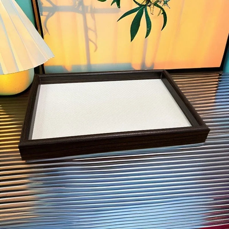 Mid-Century Rectangular Faux Leather Storage Tray for Entryway, Vanity, or Desk Organization
