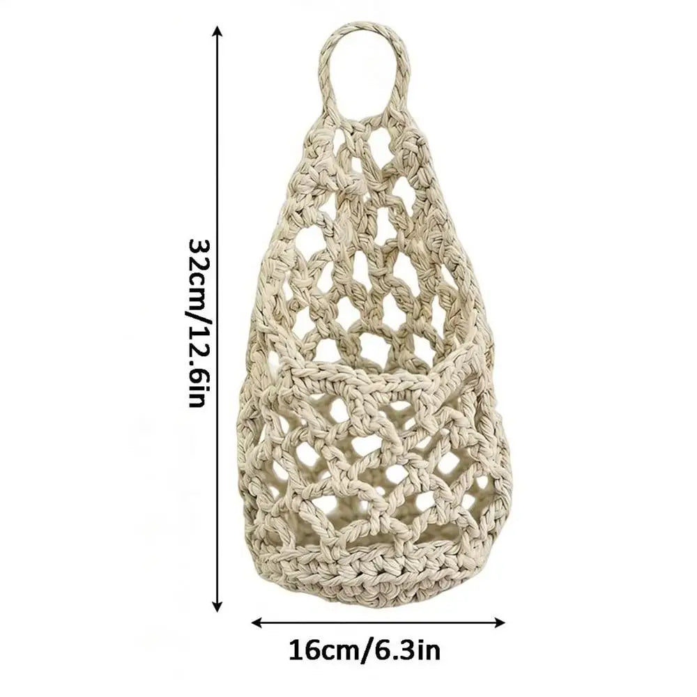 Boho Macrame Hanging Plant Basket – Cotton Rope Wall Planter