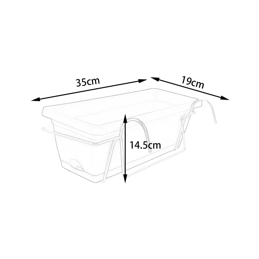 Balcony Railing Planter Box with Drainage Tray and Hanging Rack