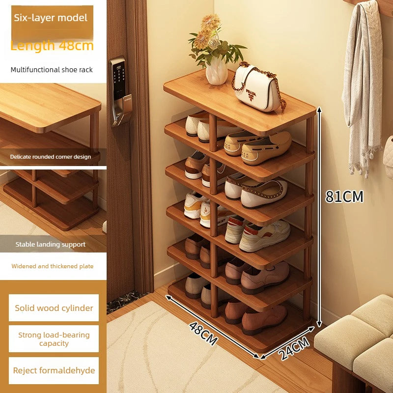 Bamboo Narrow Shoe Rack for Entryway or Small Space