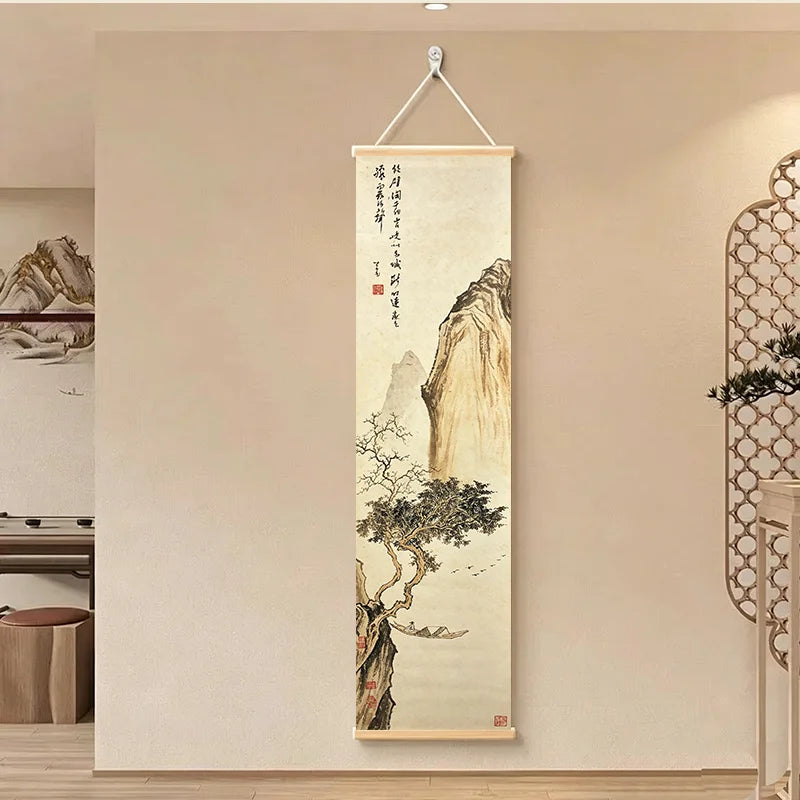 Sora Wabi Sabi Scroll Wall Art, Framed Japanese Ink Hanging Poster