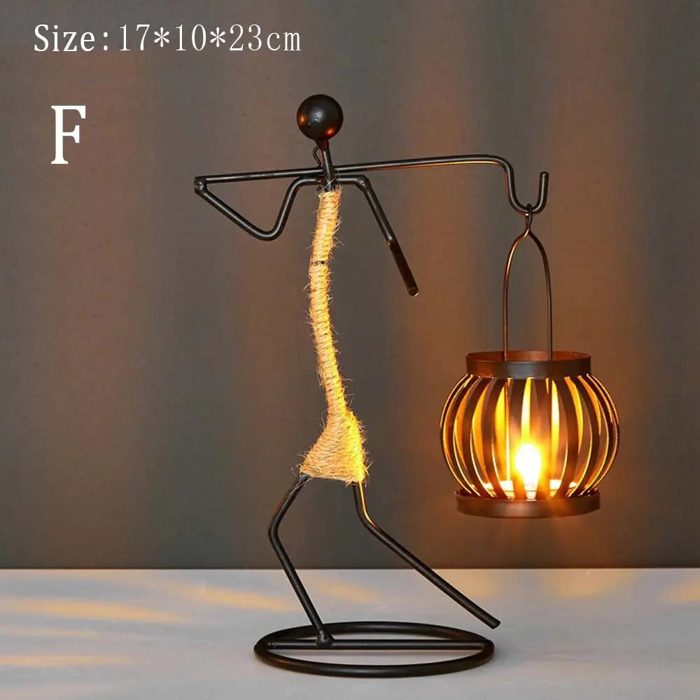 Nadira Abstract Character Metal Candle Holder for Living Room & Tabletop Decor