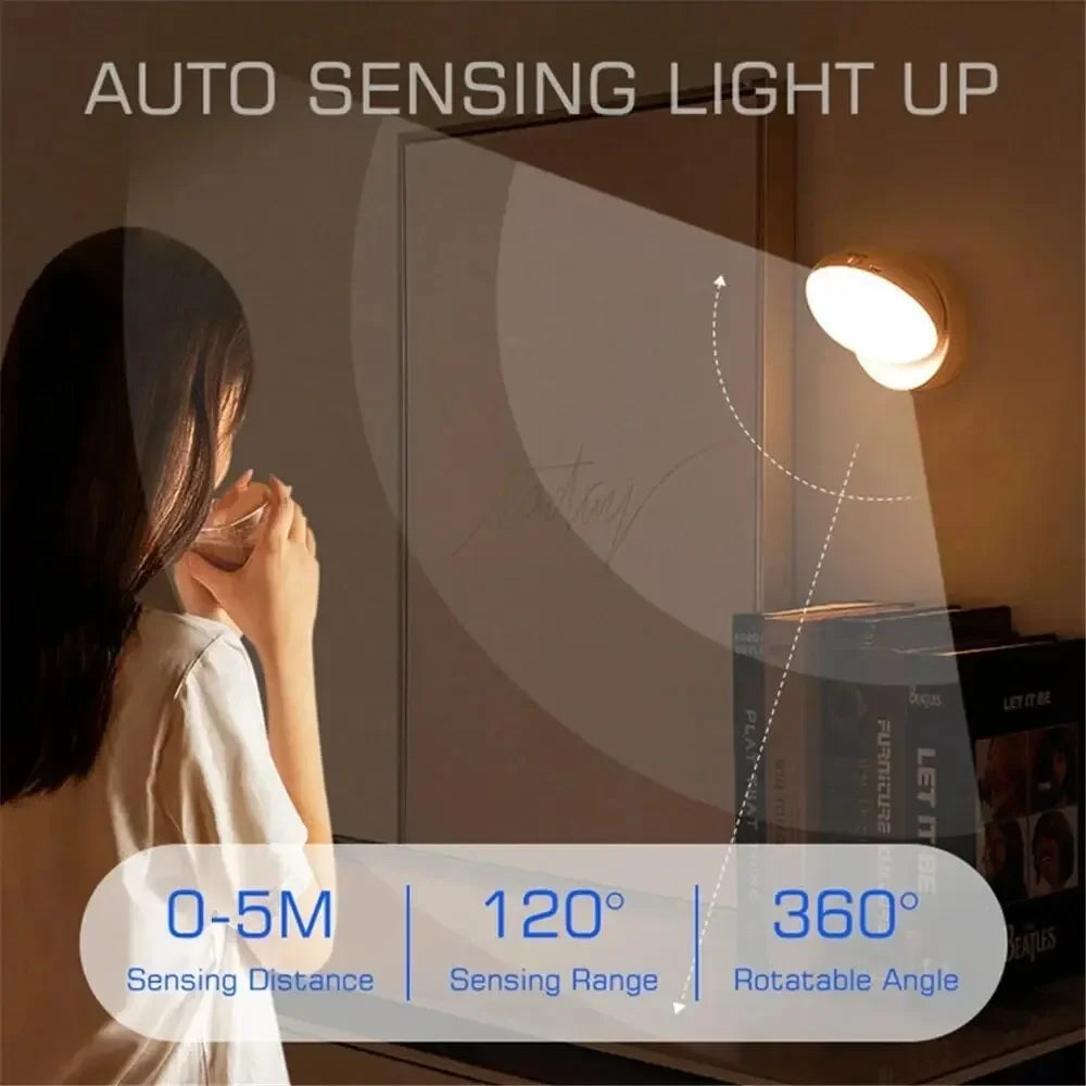 360° Rotating Motion Sensor Night Light with Magnetic Base