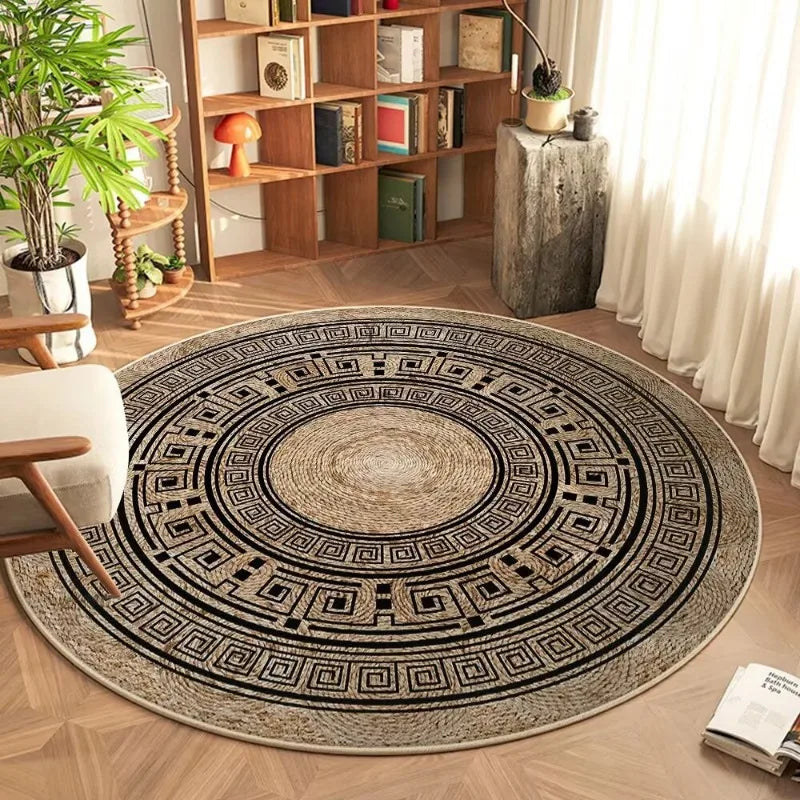Mira Mandala Round Rug – Soft Bohemian Area Carpet for Living Room