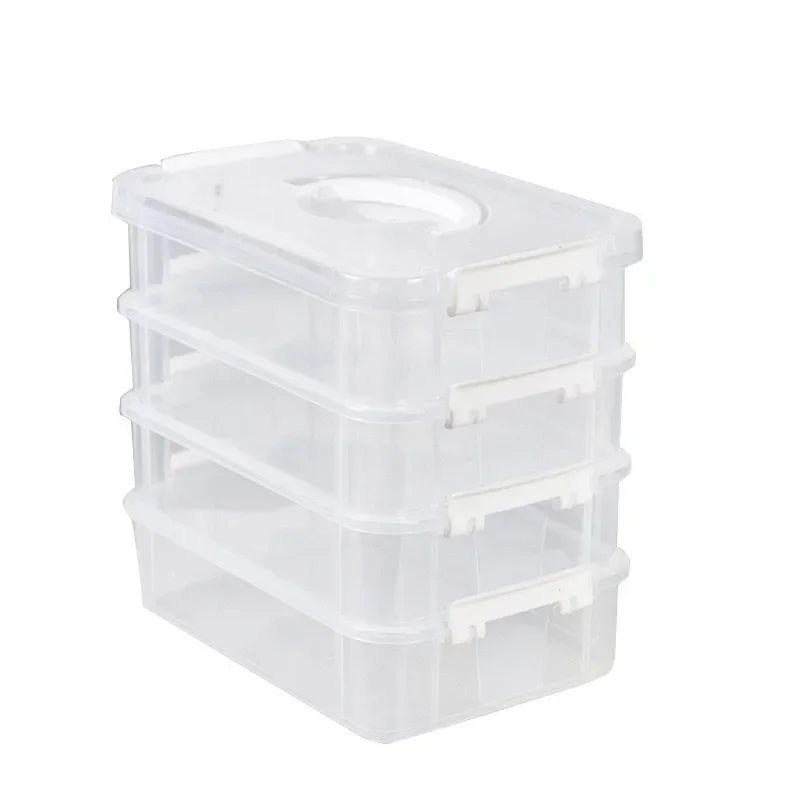 Stackable Clear Organizer Box with Handle for Art, Toys & Small Parts