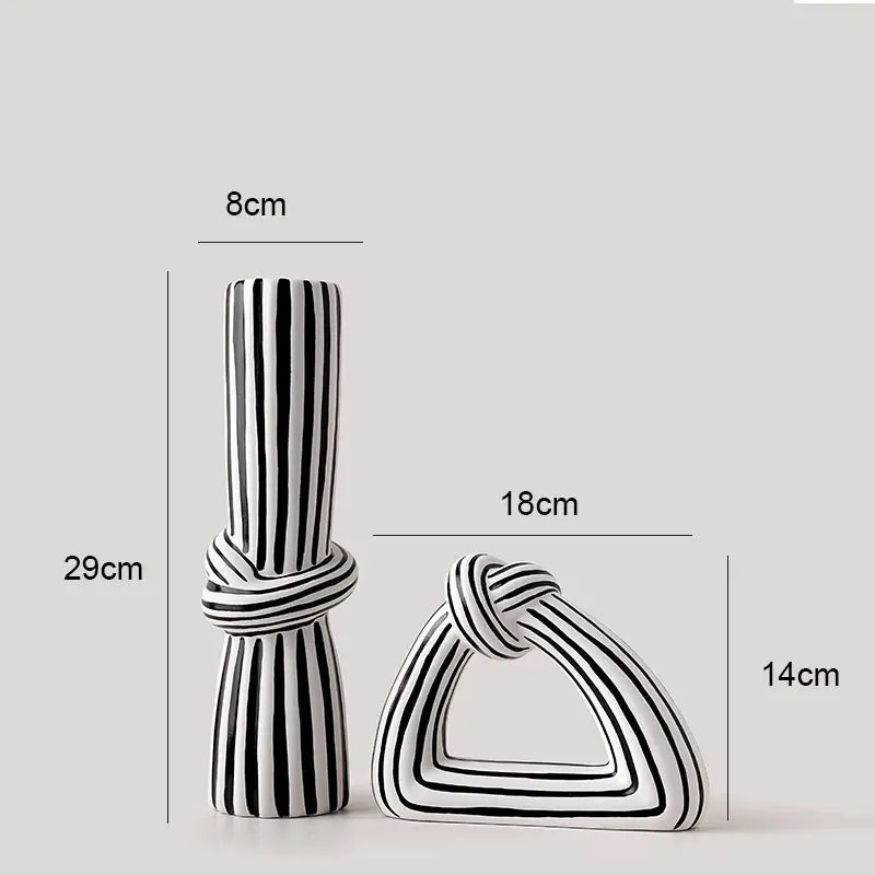 Lina Striped Knot Ceramic Vase & Modern Sculptural Desktop Art for Living Room Decor