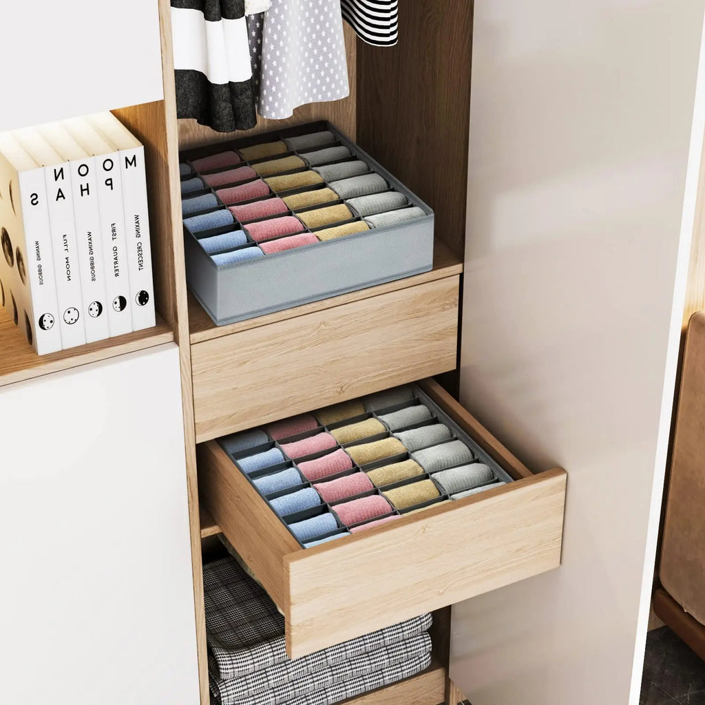 24-Cell Non-Woven Drawer Organizer for Socks, Underwear & Accessories