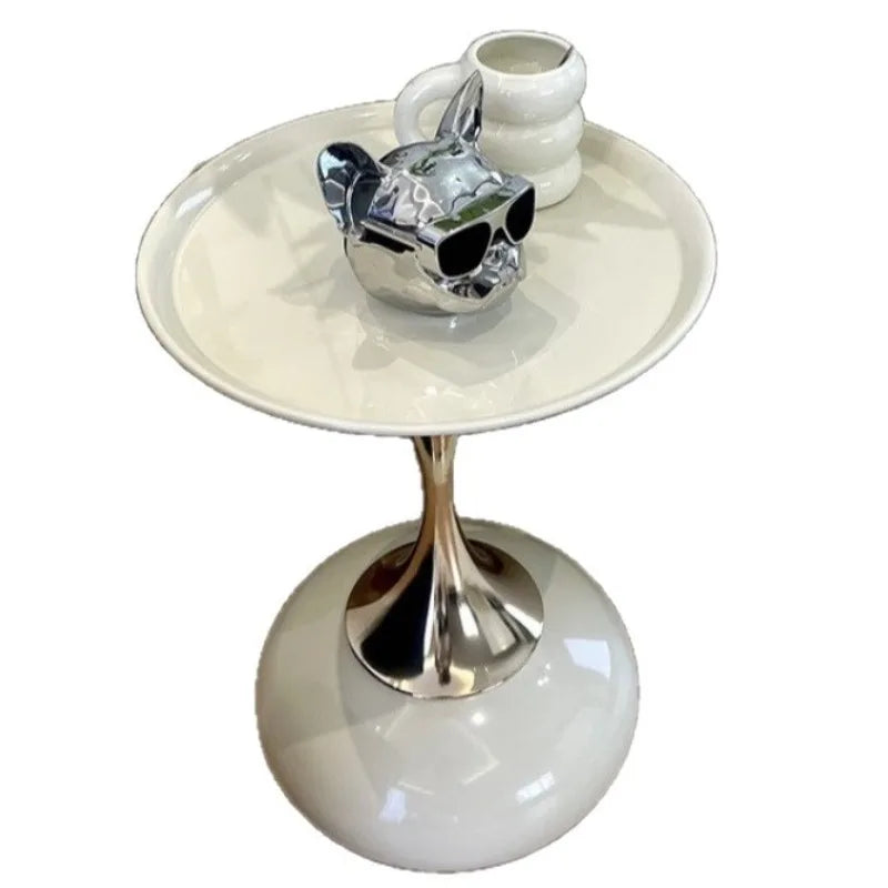 Modern Metal Round Side Table for Living Room, Bedroom, or Balcony