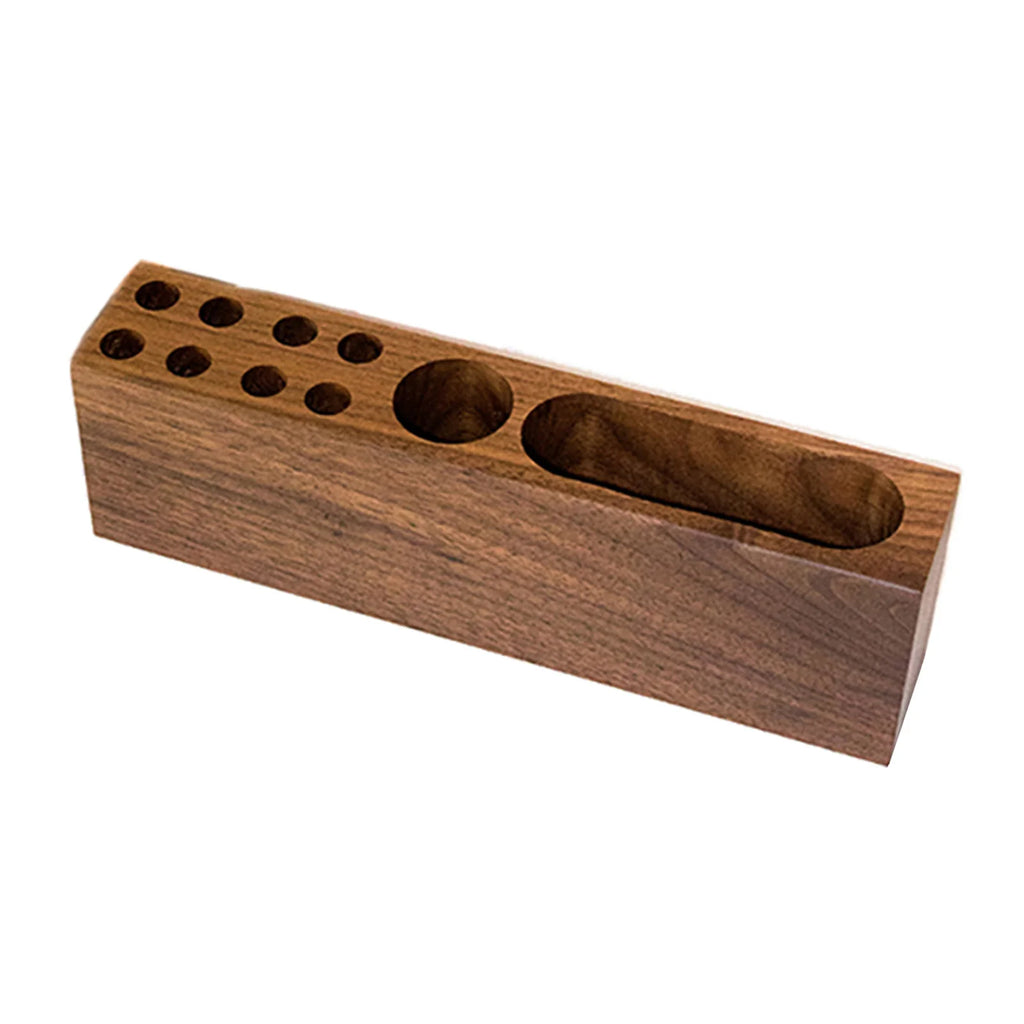 Acacia Wood Desk Pen Holder & Business Card Organizer for Home Office