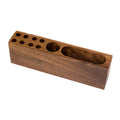 Acacia Wood Desk Pen Holder & Business Card Organizer for Home Office