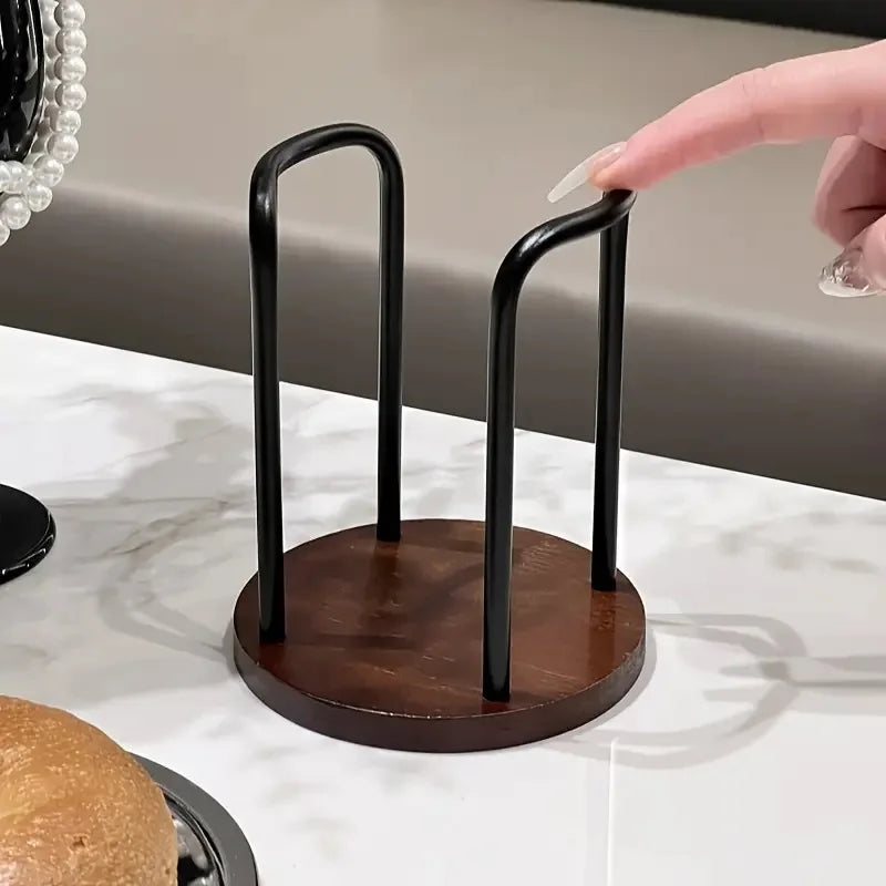 Bamboo & Wood Countertop Disposable Cup Holder Rack for Living Room or Coffee Bar