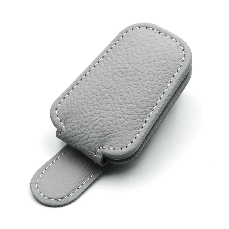 PU Leather Car Visor Glasses Holder Clip