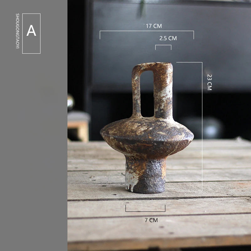 Rowan Rustic Ceramic Vase for Dried Flowers – Living Room Accent