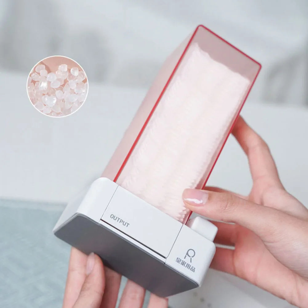 Automatic Cotton Pad Dispenser for Vanity and Bathroom – Press Out Holder in Pink or Grey