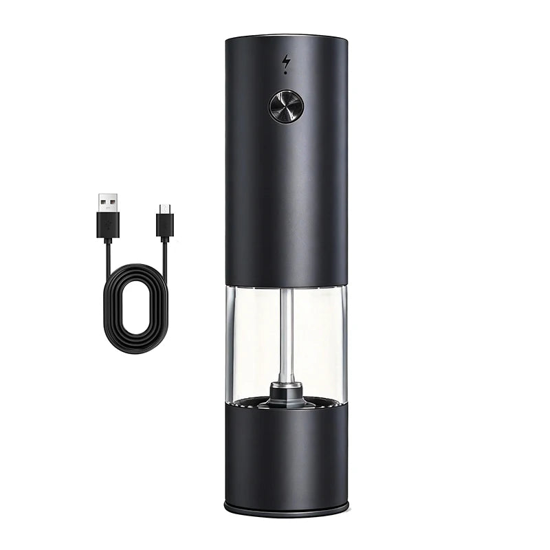 USB Rechargeable Electric Salt and Pepper Grinder Set with Adjustable Coarseness and Storage Base for Kitchen Counters