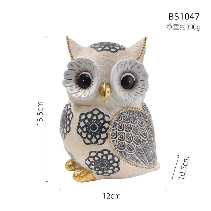 Arden Whimsical Owl Resin Sculpture for Bookshelf & Tabletop Decor