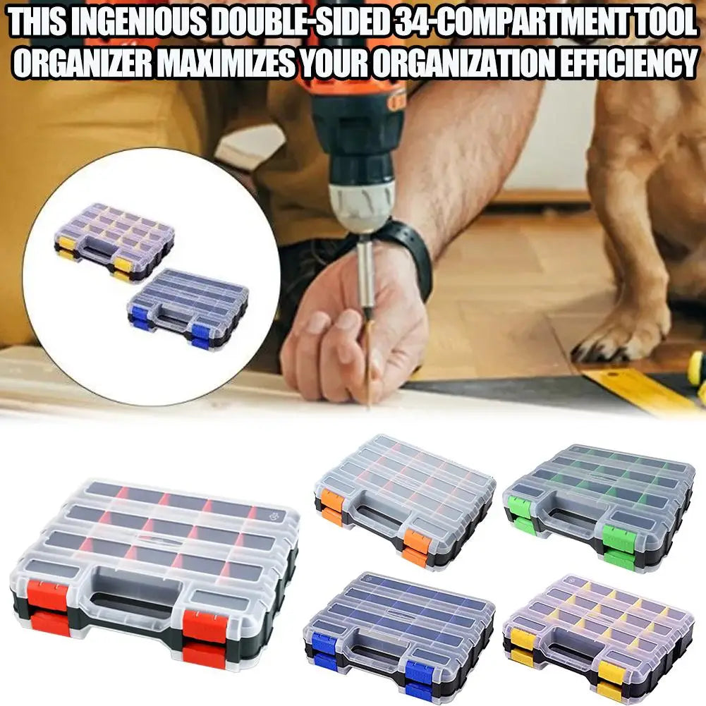 Double-Sided 34-Compartment Hardware Organizer Box