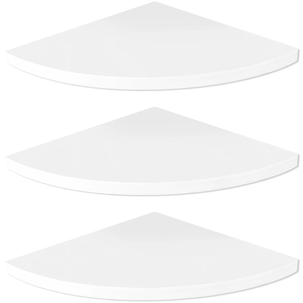 Set of 3 White Wall-Mounted Corner Shelves for Home Organization