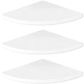 Set of 3 White Wall-Mounted Corner Shelves for Home Organization